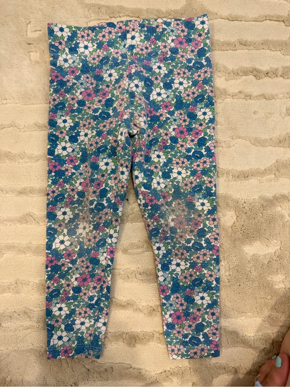 Mini Boden Floral Stretch Leggings in Blue, Pink & White